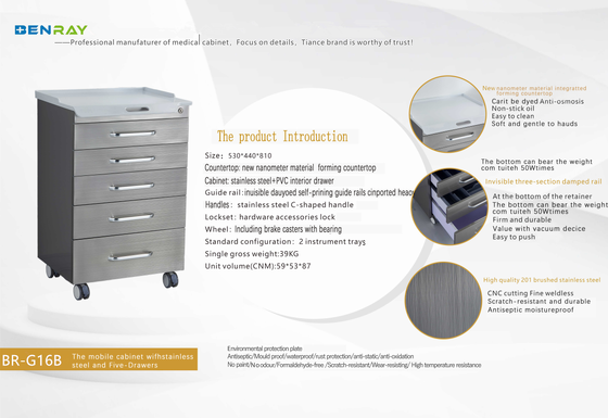 5 drawers dental cabinet Stainless steel