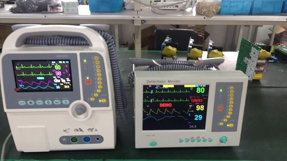 Biphasic Defibrillator Monitor 7 Inch TFT Portable Emergency Cardiac Defi-Monitor with ECG NIBP SpO2 Temp