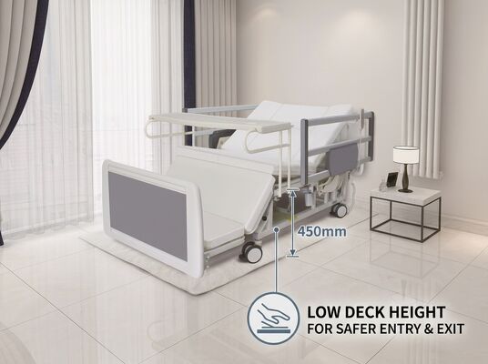 450mm Low Deck Antibacterial Nursing Bed Electric Backrest 125mm Mute Casters SGS Coating